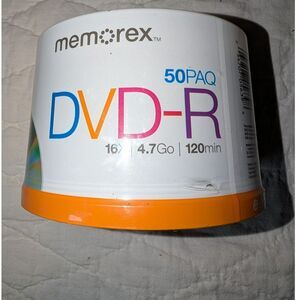 50 PAQ Memorex DVD-R 16X 4.7 Go 120min Recordable Disc